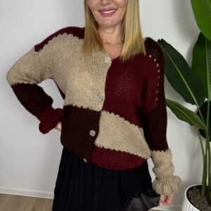 Kardigan w kolorowe bloki