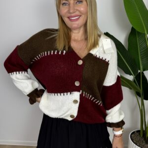 Kardigan w blokach kolorów